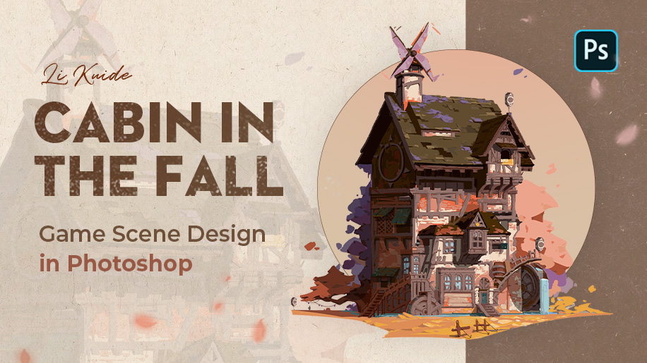 Game Scene Design in Photoshop: Cabin in the Fall