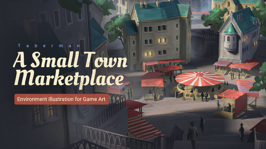Environment Illustration for Game Art: A Small Town Marketplace
