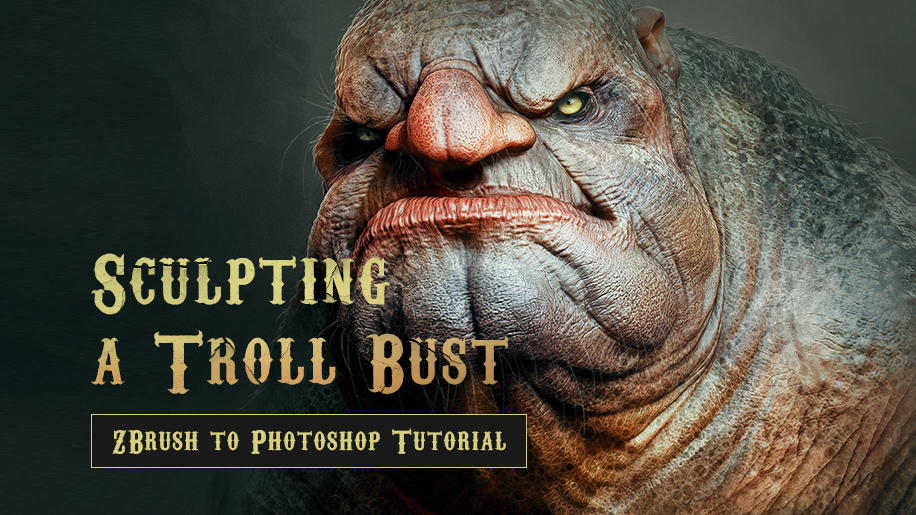 ZBrush to Photoshop Tutorial _ Sculpting A Troll Bust